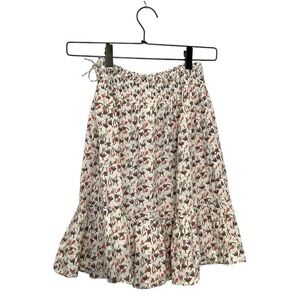 Bonpoint Floral Print Tiered Cotton Skirt with Elastic Drawstring Waist Girls 6